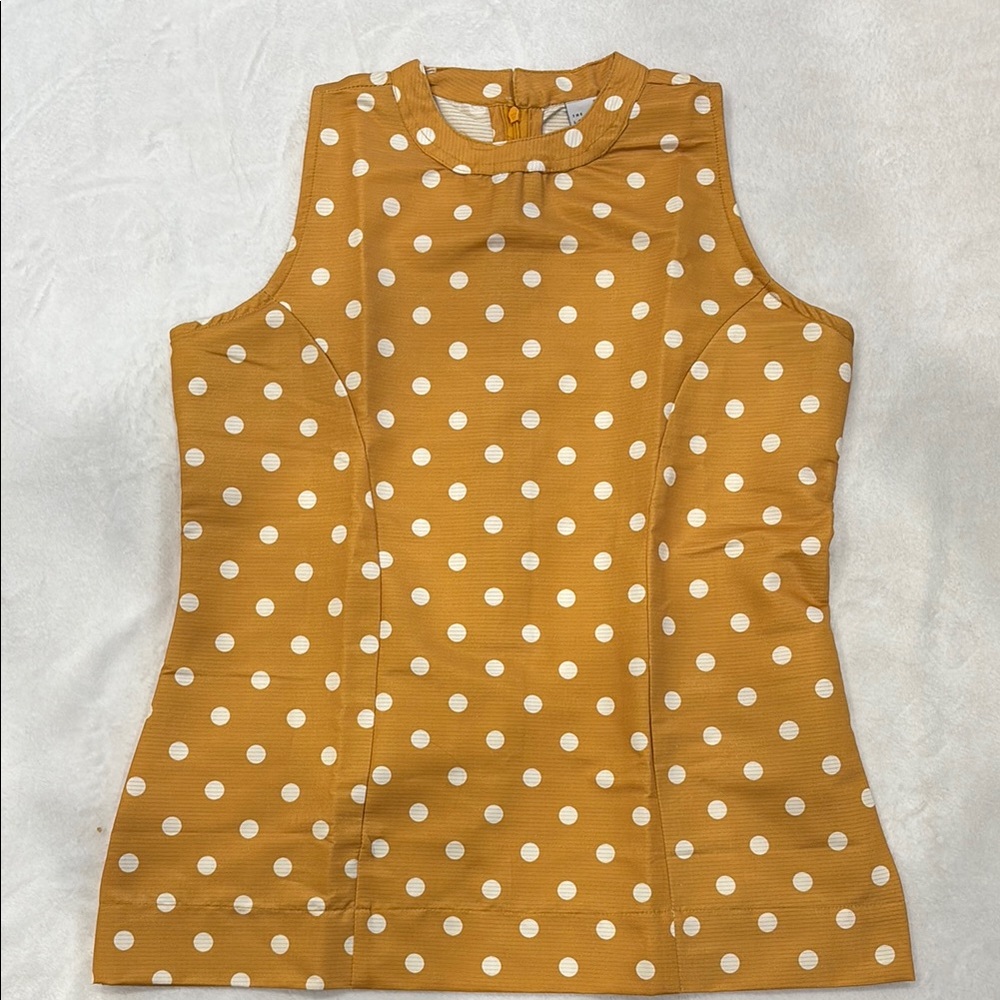 Polka Dot Sleeveless Top in Mustard and White